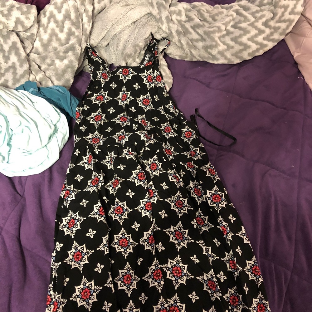 Black Dress with Flower Pattern